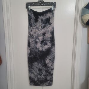 Jasmine Black and Gray Tie-Dye Strapless Maxi Dress Bodycon